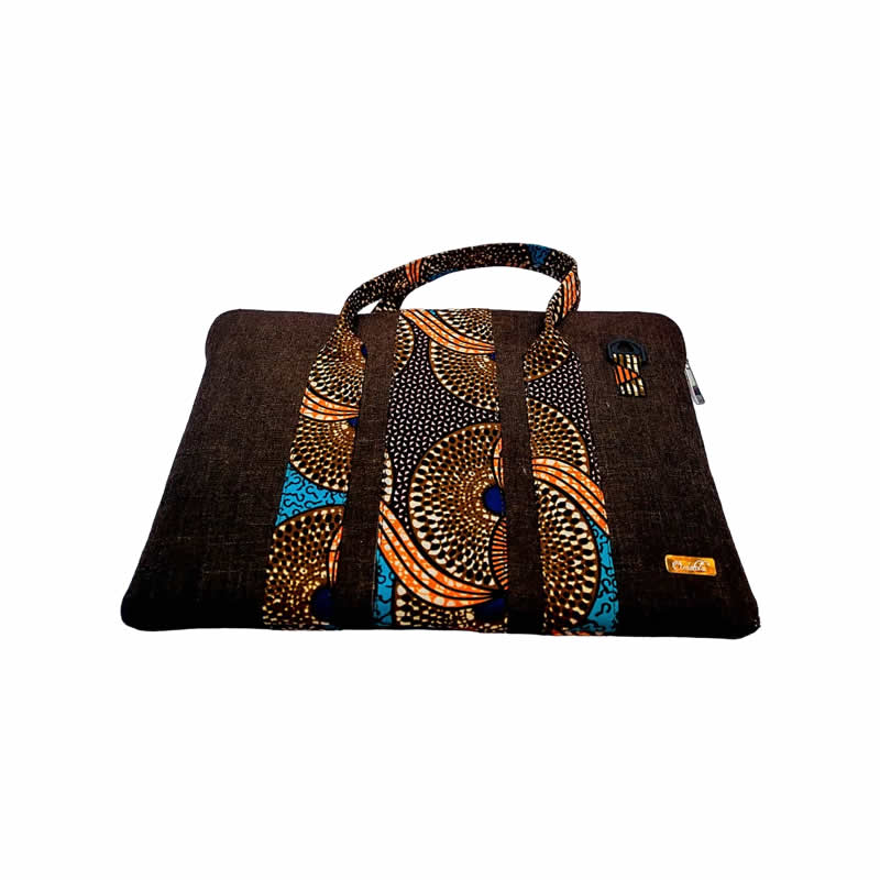 Brown Raffia and Ankara Laptop Bag – Omotola Assorted Fabric Bags